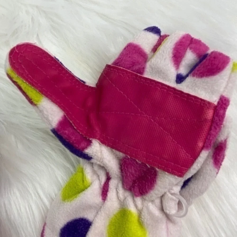 Falls Creek Hat and Mittens Winter Girls Polka Dot Soft Warm Fleece